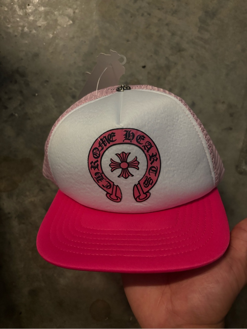 Chrome Hearts White and Hot Pink Mesh Trucker Hat